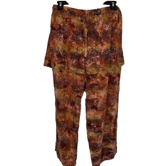 Tanami Pant Top Set Womens Size Medium M Vintage Rayon Patterned Brown Black - Picture 2 of 12